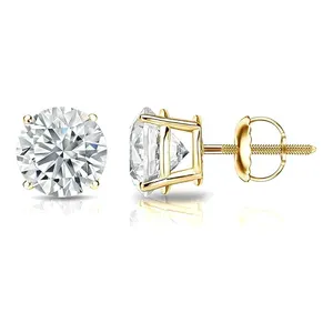 Modern Design 0.08Ct VS Lab Grown Diamond Push Back Baby Cluster Earrings with 14k Real Gold Made For Sale By Exporters