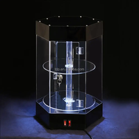 Gabinete de exhibición de acrílico giratorio de encimera en forma de polígono personalizado de fábrica de Vietnam con puerta con cerradura de luces LED