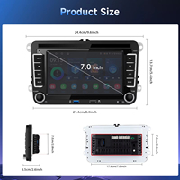 Autoradio Android Podofo Double Din 7'' 2+64 Go avec CarPlay/Android Auto/BT/WiFi/GPS, double USB pour VW/Seat/Skoda/Golf/Polo
