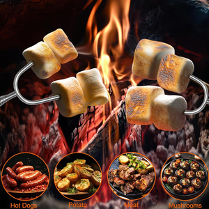 Ensemble de 6 brochettes télescopiques pour barbecue, hot-dogs et feu de camp, en acier inoxydable, accessoires de camping - Product Image 6