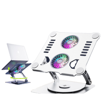 Support pour ordinateur portable ergonomique pliable réglable en aluminium avec ventilateur de refroidissement à rotation 360° double ventilateur OEM pour tablette et PC de bureau