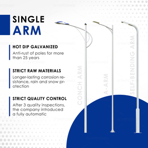 Xintong 6M 8M 10m 12M mạ kẽm thép hình bát giác hình nón đôi cánh tay duy nhất ánh sáng đường phố cực bài đèn cực - Product Image 3