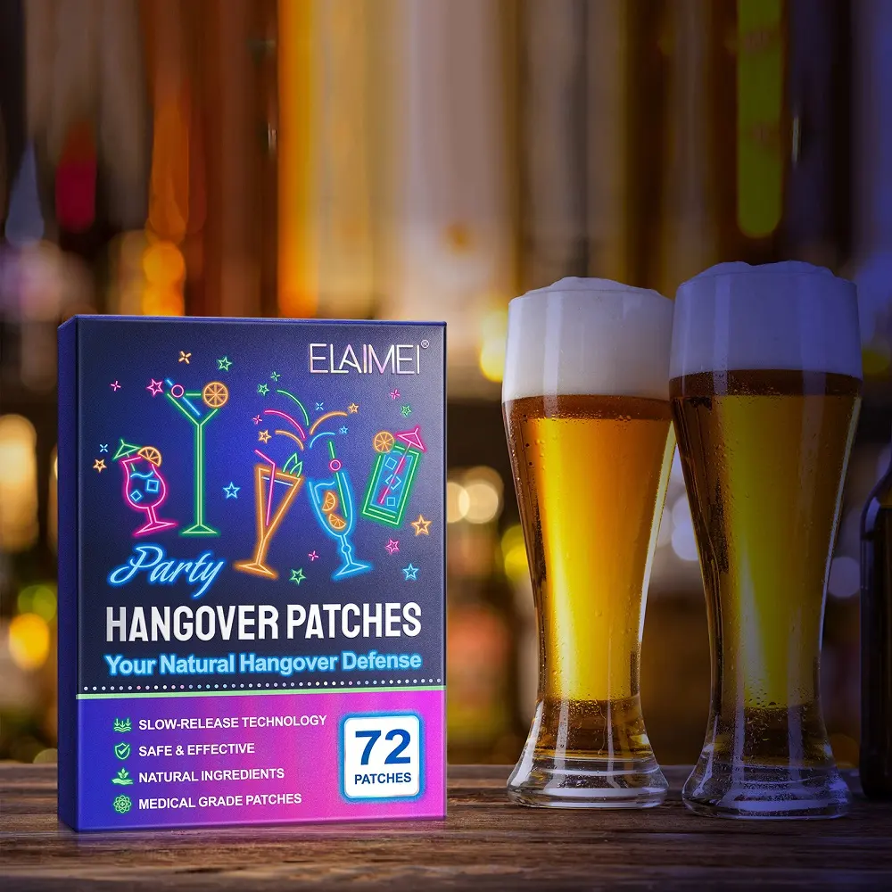 High Quality OEM 72 Pack Hangover Patches Multi Vitamins A B1 B12 D E Complex Anti Drunken Hangover Patch