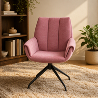 Fauteuil de salle à manger pivotant de luxe en tissu, avec dossier haut, support ergonomique incurvé et structure en acier robuste thermolaqué