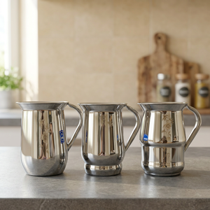 Stainless Steel Water Jug Set Classic Floral Design Reusable Bar <b>Accessories</b> 3 Pieces Metal Drink Dispenser - Product Image 2