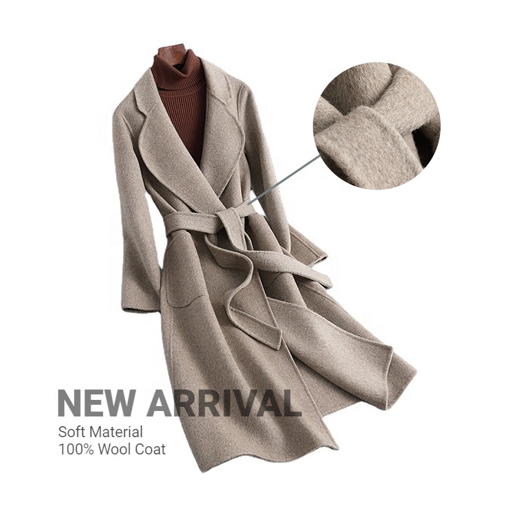 New Arrival Winter Long Wool Jacket Genuine Cashmere Wool Coat Women