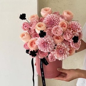 Seau à fleurs à texture mate, effet peau douce, ensemble de seaux pour arrangements floraux, deux boîtes cadeaux, boîte d'emballage circulaire DIY - Product Image 2