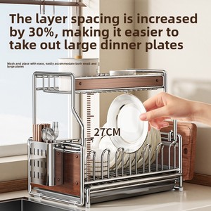 Vintage Style Metal Non-Folding <b>Standing</b> Kitchen Multi-Function Draining Rack for Bowls <b>Dishes</b> Plates Chopsticks - Product Image 3