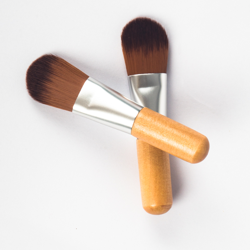 Нанесение логотипа на заказ, синтетические волосы, Бамбуковая деревянная маска с короткой ручкой, аппликатор, мини-щетка для маски для лица