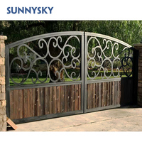 Portail battant en fer forgé personnalisé Sunnysky, portails automatiques pour allées de villas à prix raisonnable