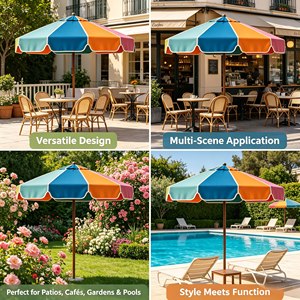 Parasol commercial d'extérieur en fer avec mât central, coloré, pour jardin, terrasse, café, pont et zones de loisirs côtiers - Product Image 4