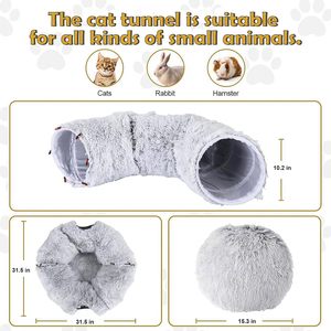Multifunctional <b>Cat</b> Tunnel with <b>Cat</b> Bed Collapsible <b>Plush</b> <b>Cat</b> Tunnel Bed with Cushion Tube - Product Image 3