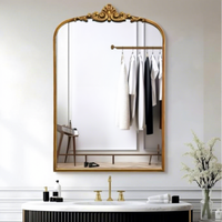 Miroir vintage Art Déco doré 24 x 36 avec cadre entièrement métallique et verre, fait main, léger, pour décoration murale