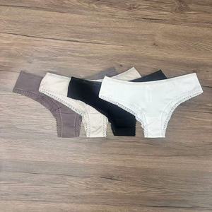 Culottes pour jeunes femmes à taille basse, respirantes, avec bordure en dentelle douce et finition lettrée, coupe mi-hanche - Product Image 1