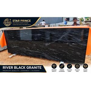 Dalles de granit noir de rivière modernes de luxe, pierre naturelle à motifs élégants, finition polie durable, comptoirs et revêtements de sol en gros - Product Image 2