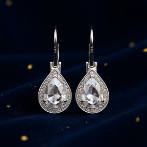 Boucles d'oreilles pendantes en cristal or blanc Lp, forme goutte d'eau, serti clos, bijoux classiques pour femme, pour mariage - Product Image 2