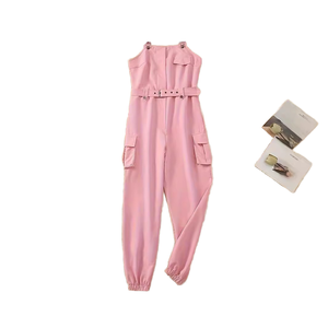 New Spring Summer High Waist Wide Leg Full Length Satin Knitted Breathable V-neck <b>Jumpsuit</b> Solid Color Casual Party Women - Product Image 3