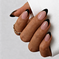 Ongles à presser OEM ODM, forme amande, French manucure, 10 pièces, multicolores, faux ongles en gel souple, logo personnalisé, emballage personnalisé, directement de l'usine
