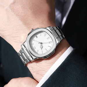 Nuovo Orologio da Polso da <span class=keywords><strong>Uomo</strong></span> al Quarzo con Calendario Quadrato e Cinturino in <span class=keywords><strong>Acciaio</strong></span> - Product Image 5