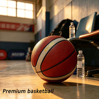 Ballon de basketball en PU taille 7 pour terrain intérieur, 12 panneaux laminés, rebond stable, idéal pour l'entraînement