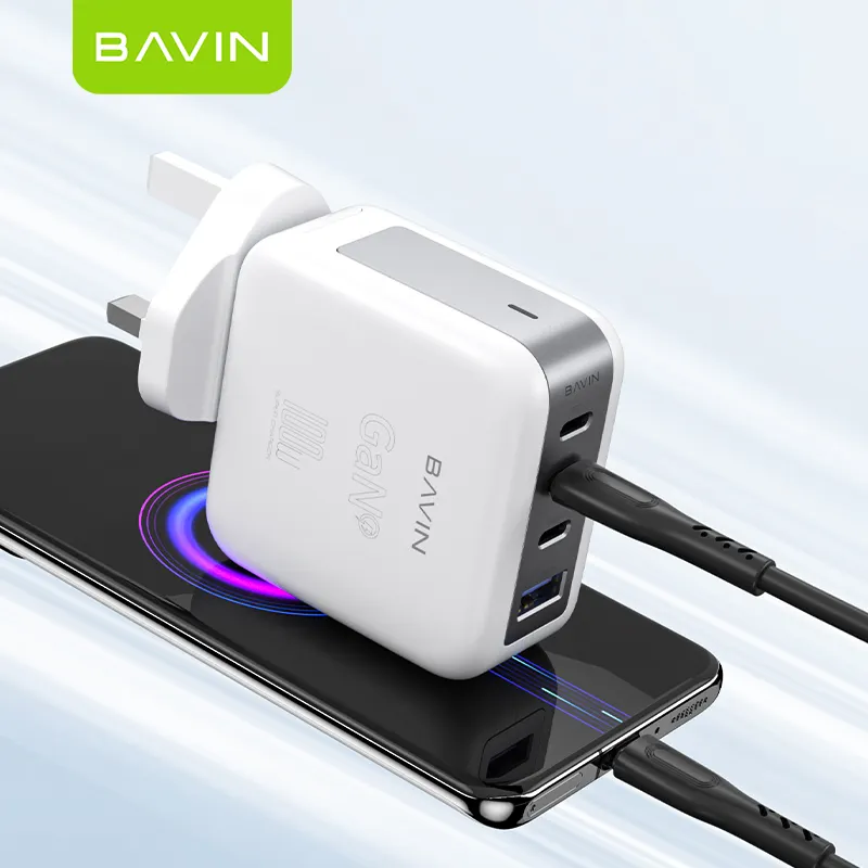 Bavin 100W uk gan android travel laptop PC918E fast charging usb type c portable mobile phone chargers