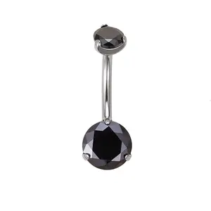 Fashion Body Piercing Jewelry ASTM F136 G23 Titanium Prong Set Double CZ Gem ombelico ombelico anello Bar donna