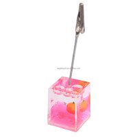 Porte-cartes de visite et de mémos en acrylique cubique de haute qualité avec flotteur liquide (eau/huile) et bulle aquatique, idéal comme cadeau promotionnel