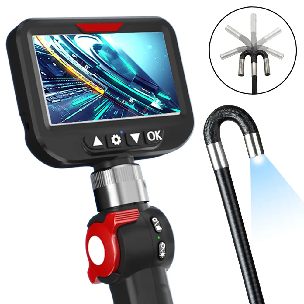 360 Degree Steering Industrial Endoscope with Screen, HD Borescope Inspection Camera for Android Phone/ Tablet/ PC