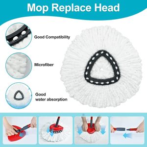 Para <span class=keywords><strong>Vileda</strong></span> 360 EasyWring: Cabezal de microfibra para fregona giratoria, repuesto para fregona giratoria 360 EasyWring, mango de escoba de 4 secciones con rosca USA/Euro - Product Image 3