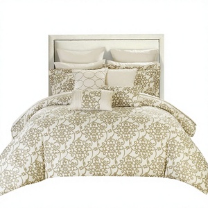 Modern Woven Reversible Comforter Set with <strong>Matching</strong> <strong>Curtains</strong> <strong>and</strong> <strong>Cushions</strong> Botanical Design - Product Image 1