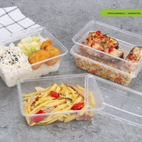Boîte alimentaire rectangulaire jetable en plastique transparent moulé par injection, compatible micro-ondes, écologique, en PP