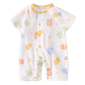 Combinaison décontractée unisexe pour bébés et enfants, en pur coton tricoté, fine, d'été, imprimée, style sarouel pour nouveau-né - Product Image 5