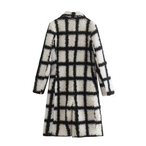 SHENZHU Manteau en peluche <span class=keywords><strong>noir</strong></span> <span class=keywords><strong>et</strong></span> <span class=keywords><strong>blanc</strong></span> pour <span class=keywords><strong>femme</strong></span>, nouvelle collection hiver 2023, style vintage, manches longues, chic, <span class=keywords><strong>surchemise</strong></span> - Product Image 2