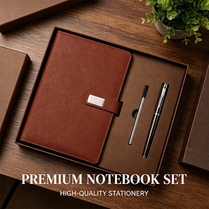 Ensemble de luxe personnalisé en cuir PU, cuir souple au toucher de la peau, ensemble de bloc-notes A5 pratique pour le bureau, journal avec stylo pour les entreprises - Product Image 1