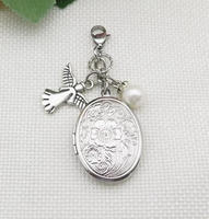 Nouveau pendentif cœur avec breloques, médaillon bouquet de Chine, pendentif de mariage commémoratif pour mariée avec breloque photo et souvenir