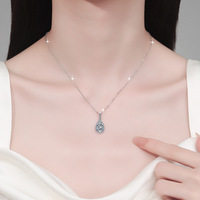 Collier Pendentif Femme en Argent Sterling S925 avec Moissanite Goutte d'Eau Style Luxe Léger, Moissanite Taille Poire 1 Carat VVs1