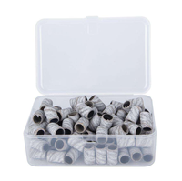 Bandes de ponçage en oxyde d'aluminium blanc Zebra japonais pour manucure et pédicure, boîte en plastique, 100 pièces/boîte, mandrin pour enlever le gel # 80- # 240