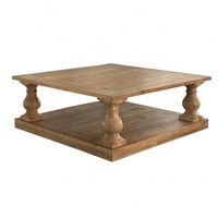 Table basse carrée en bois massif recyclé antique française HL290-120 Hoolnn pour le salon