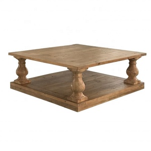 HL290-120 hoolnn pháp Antique rắn tái chế gỗ vuông Bàn cà phê cho phòng khách đồ nội thất - Product Image 4