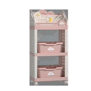 Childrens Bookshelf Picture Book Shelf 3 Tier Portable Storage Rack For Bedroom Toy Organizer With Wheels - Product Image 5