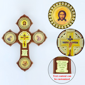Ost orthodoxe hölzerne Kruzifix-Wand dekoration mit goldenen religiösen Ikonen Christliche heilige Kreuz kunst für die Haupt dekoration der Kirche - Product Image 3
