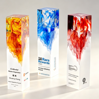 Trophée en cristal personnalisé avec gravure artistique fluide et inscription personnalisée pour la reconnaissance des réalisations modernes