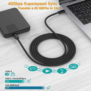 <span class=keywords><strong>C</strong></span>âble <span class=keywords><strong>USB</strong></span> <span class=keywords><strong>C</strong></span> vers <span class=keywords><strong>USB</strong></span> <span class=keywords><strong>C</strong></span> tressé en nylon LUNG KAY Usb4 240w à charge rapide double type <span class=keywords><strong>C</strong></span>, 1m PD3.1 240W 48V 5A, transfert de données - Product Image 3