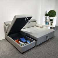 China Hersteller Modernes Design Leder L-Form Klappbares Stauraum Home Wohnzimmer Möbel Schlafsofa