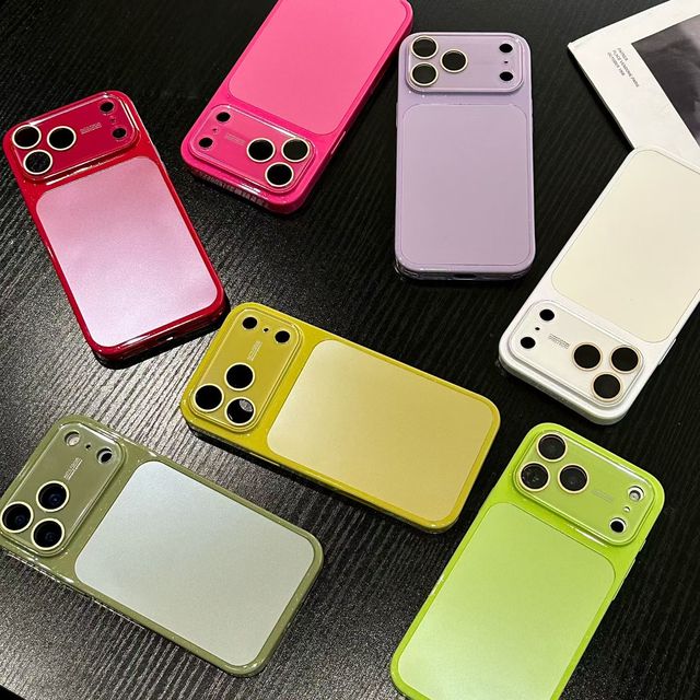 New Fashion Candy Solid Color Tempered Glass Phone Case with Lens Film for iPhone 17pro Max PC Shockproof Phone Case