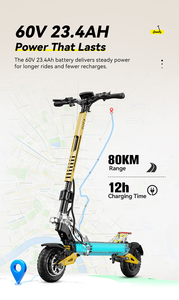 Scooter Eléctrico Inteligente de 60V 23.4Ah con Batería Grande, Motor Dual, Resistente al Agua, Plegable, 250W, Rápido, para Adultos, Disponible en Almacén de la UE - Product Image 2