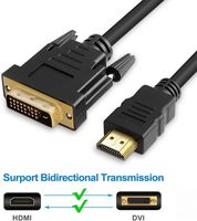 Cable Adaptador SYONG DVI-D a HDMI Macho a Macho, Chapado en Oro, 1080p, para PC, Roku, Xbox One, PS4, PS3, TV, HDMI a DVI