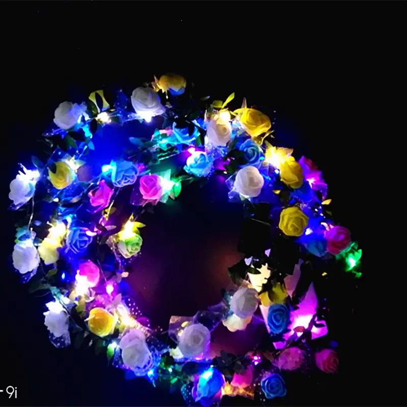 Luminous garland flower crown toy hairband women party wholesale flower headband