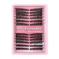 Kit d'extension de cils DIY en gros, bouquets de cils avec colle, faux cils en grappes effet wispy, courbure D