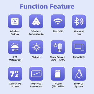 Pantalla Inalámbrica CarPlay Keykeer de 7 Pulgadas, Gran Venta, Bajo Precio, Navegación Android Auto para Motocicleta, <span class=keywords><strong>GPS</strong></span> con Resistencia al Agua IP67 - Product Image 2